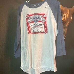 Tultex Red and White Beer Money Graphic Tee Kip Moore concert tee